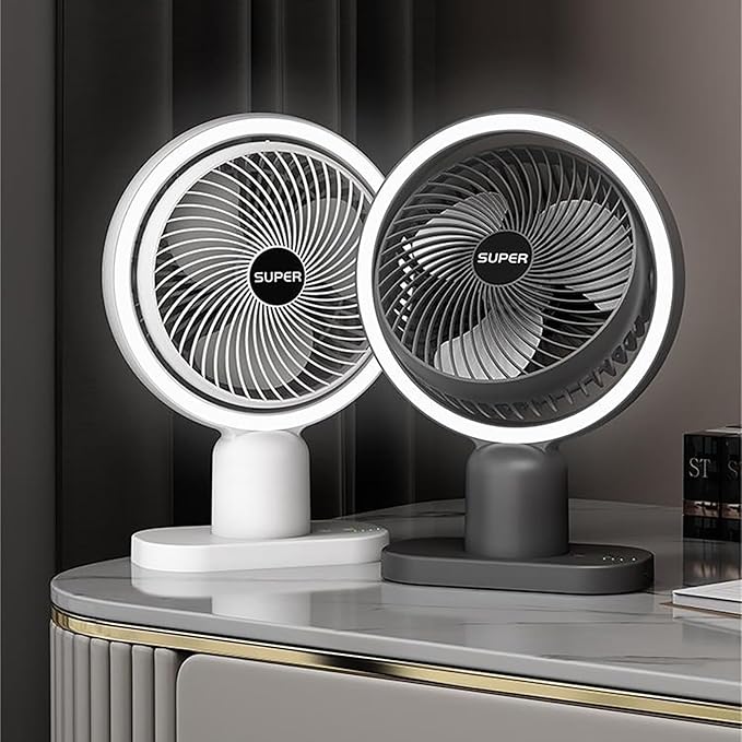Rechargeable USB Mini Table Fan with LED Light